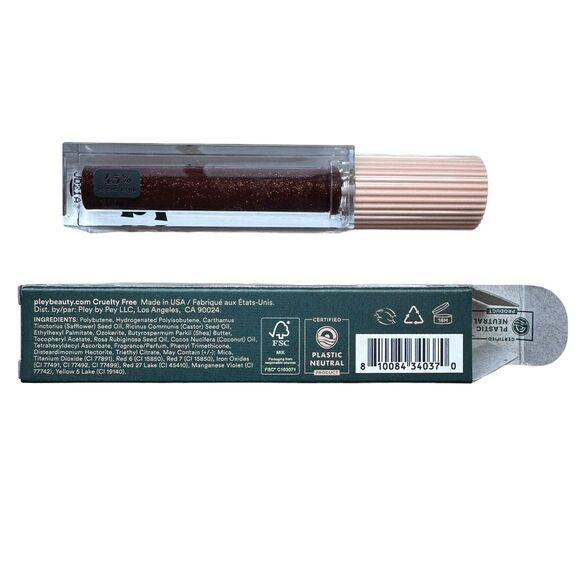 Pley Beauty Lust + Found Mae Sugar Plum Shimmer Lip Glass Lacquer Volumizer NIB - Picture 2 of 8